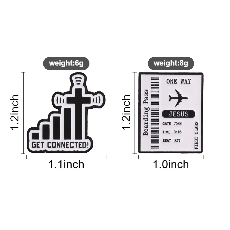 Creative Jesus Boarding Pass Badge Get Connected Christian Enamel Pins Fashion Lapel Brooches Backpack Clothes Jewelry Gift