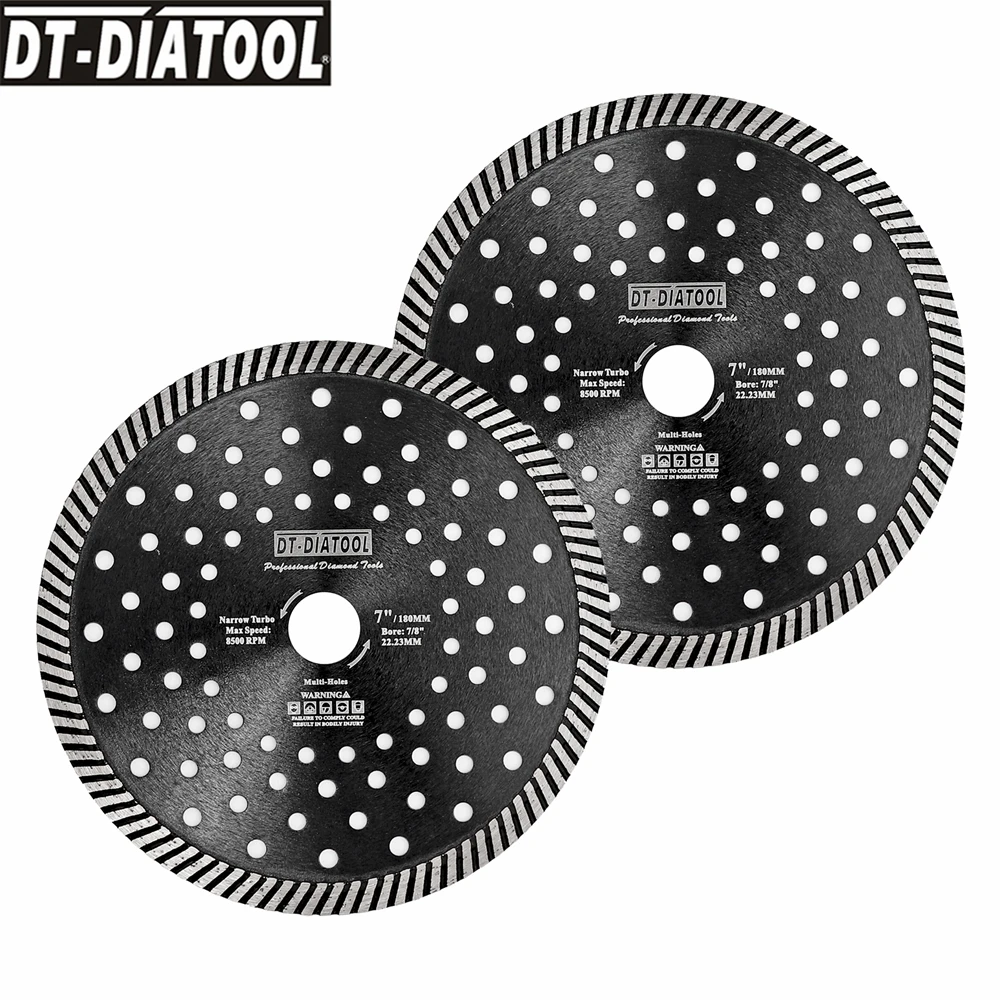 DT-DIATOOL قرص قطع الماس مع فتحات متعددة 1/2 قطعة 7 بوصة/180 مللي متر شفرة منشار الماس لقطع البناء والرخام والخرسانة والجرانيت