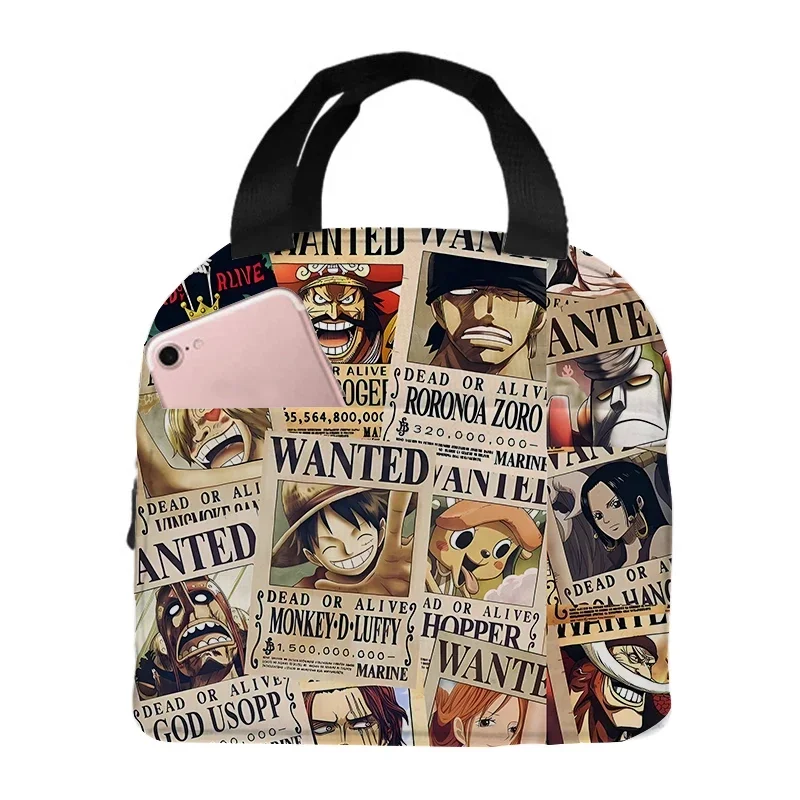 One Piece Lunch Bags Cartoon Luffy Aluminum Foil Rice Bag Meal Ice Box Pack Anime Students Bento Lunch Handbags New Kids Gift