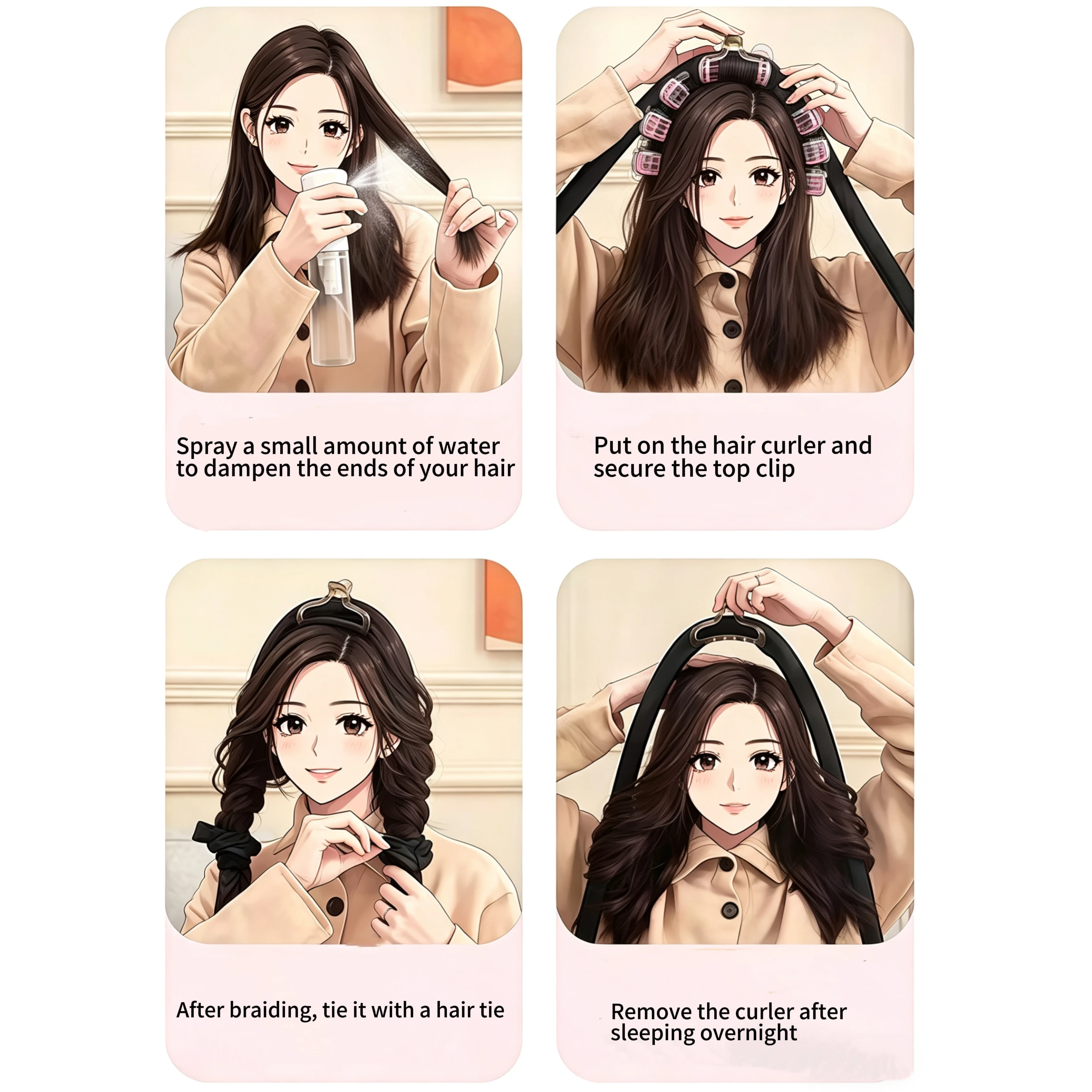 5-piece set of lazy heatless curling irons, satin nightcap curling magic wand, hair-friendly tool for creating big waves view 5
