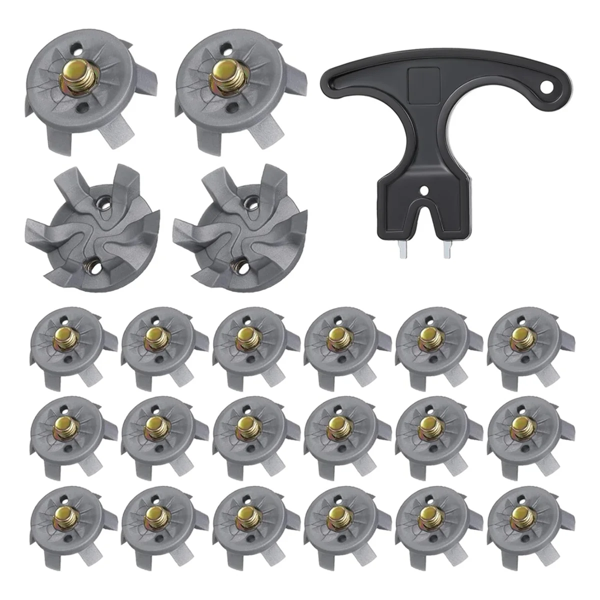 Golf Spikes Set Includes 30 Pcs Golf Cleats Replacement Golf Cleats Spanner Metal Thread Screw 6 mm Dia Golf Spike Too