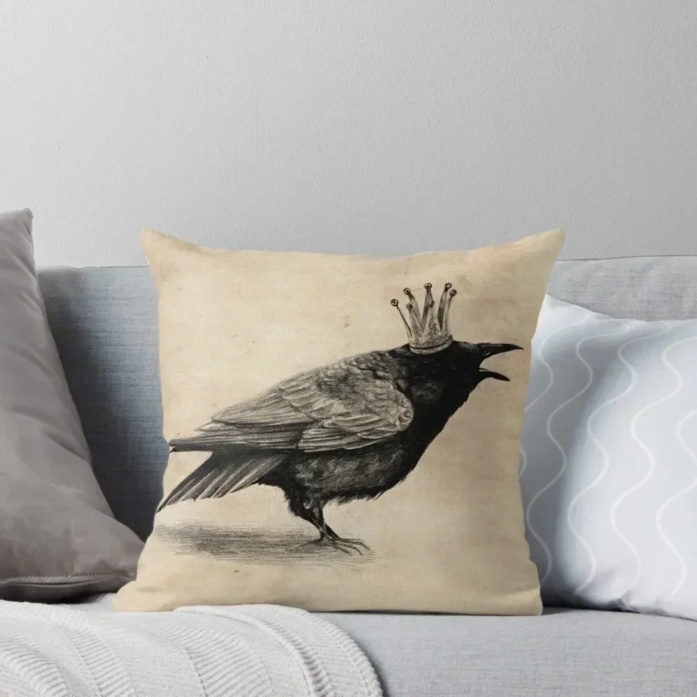 

Crow in crown Throw Pillow Cushion Cover For Sofa Luxury Cushion Cover sleeping pillows pillow