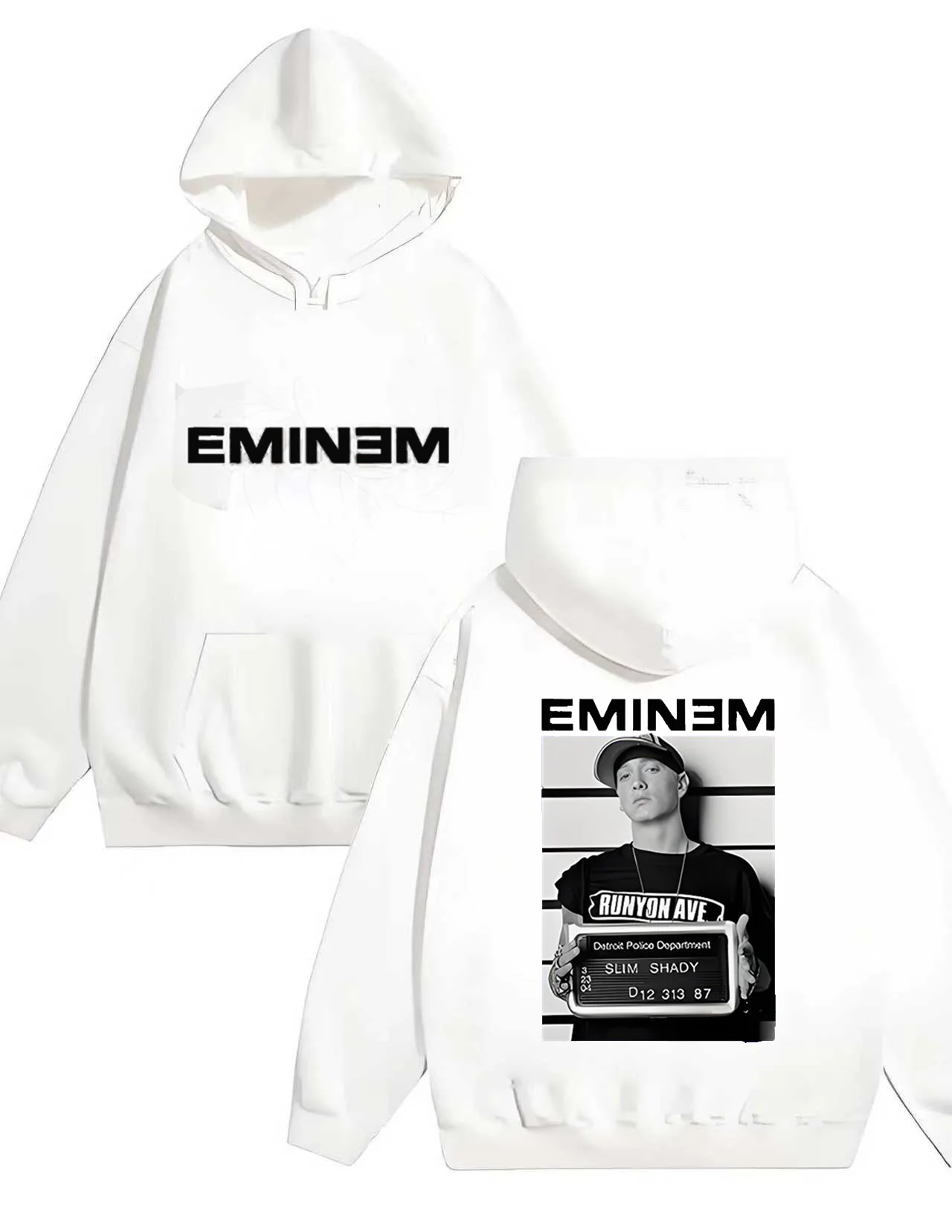 

2025 Новая модная толстовка с капюшоном с принтом Эминема, 330 г, повседневная унисекс