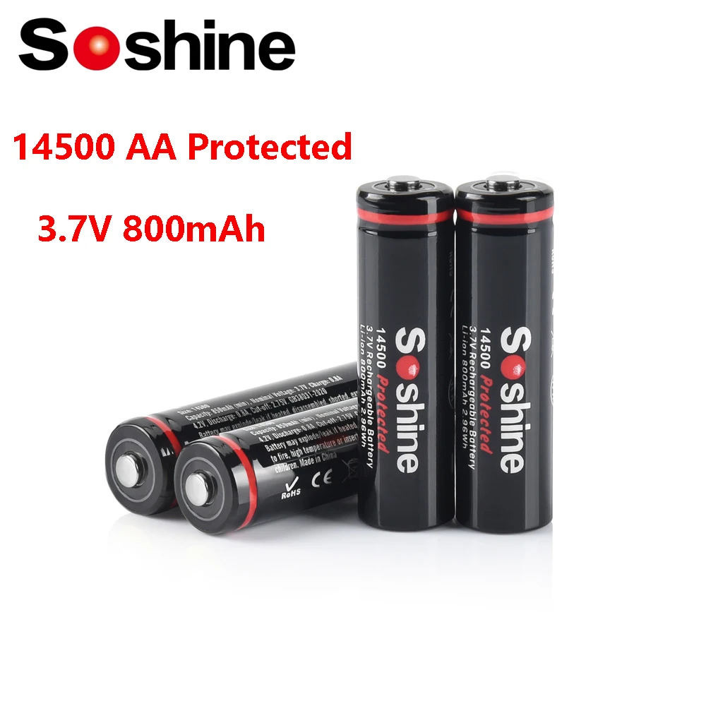 Soshine 3.7V 800mAh 14500 Battery with Protected AA Rechargeable Lithium Ion Battery for Electric Toothbrush Razor Small Fan Toy