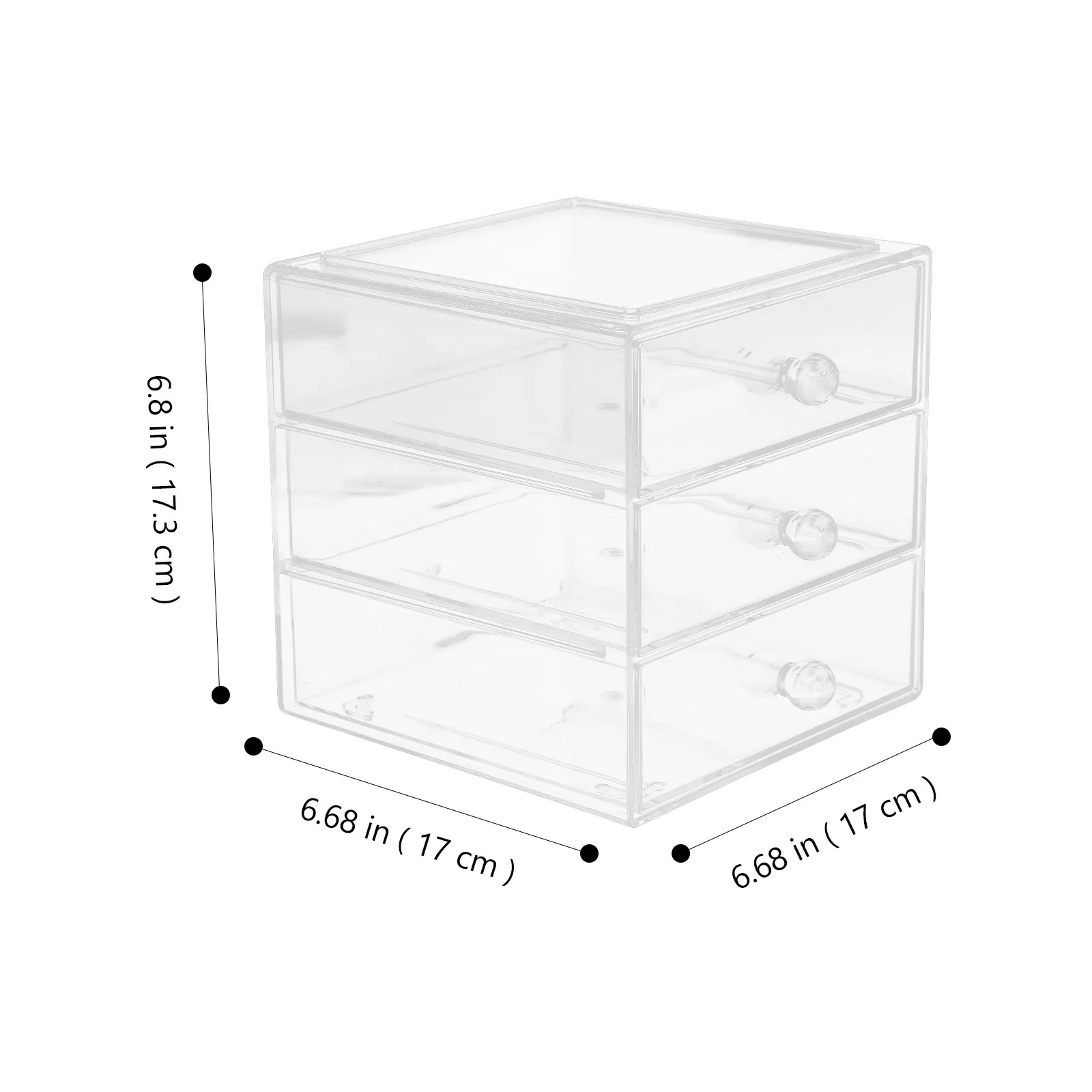 Premium Acrylic Desk Organizer 3-Tier Drawer Style Desktop Storage Box for Makeup Organizer Lipstick Essential Oil