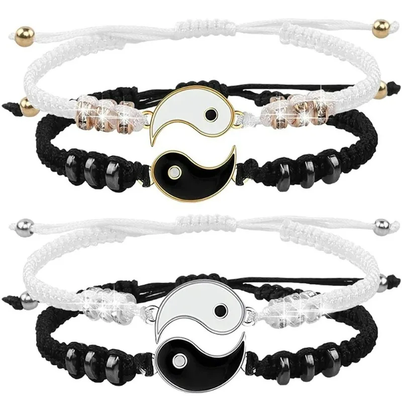 Handmade Woven Couple Bracelet Chinese Tai Chi Pray Good Luck Warding Off Evil Spirits Remove Bad Things Decorative Accessories