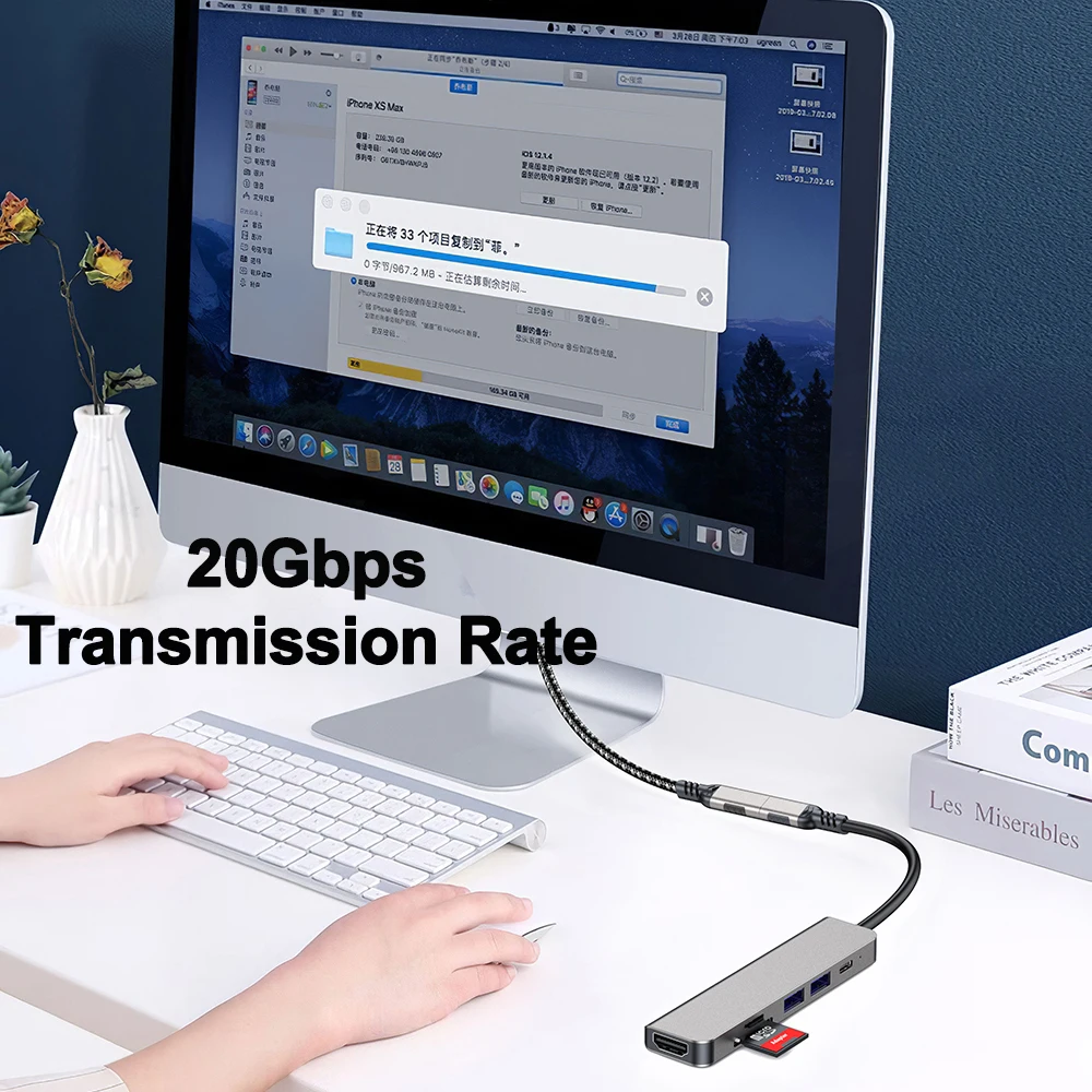 Przedłużacz USB3.2 UGOjP Typ C 20Gbps, kabel przedłużający USB3.2 Gen2*2 USB C męski na żeński do transmisji danych, do komputera PC, laptopa, Macbooka — zdjęcie produktu 6