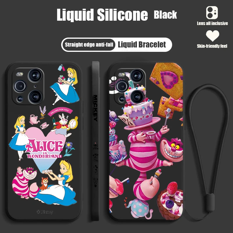 Alice In Wonderland Maze For OPPO Find X6 X5 X3 X2 Pro Lite Neo Liquid Left Rope Silicone Cover Phone Case