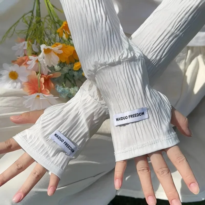 UV Protection Arm Sleeves Women Ice Silk Cooling Breathable For Outdoor Driving Cycling Sun Cover