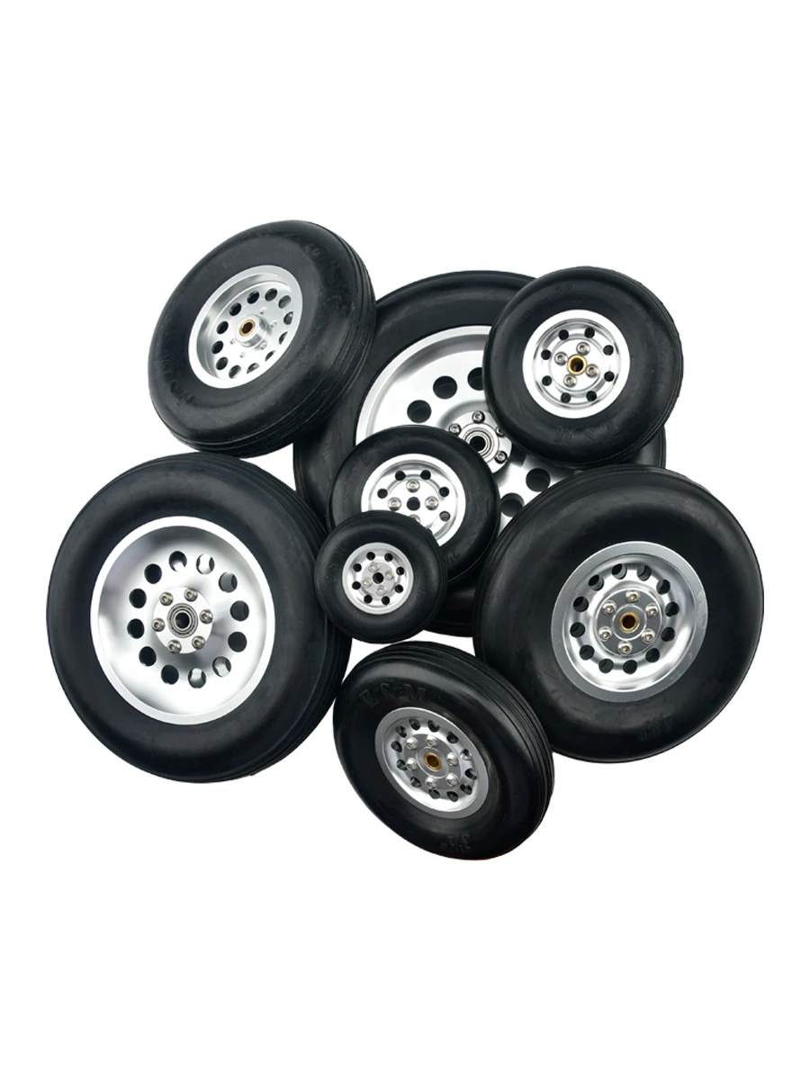 1 Paar Hoge Kwaliteit Rubberen Wiel Band W/Aluminium Hub 1.75 "/2.5"/ 3 "/3.5"/4 "/4.5"/5 ''Inch voor RC Vliegtuig Model Jet - afbeelding 2