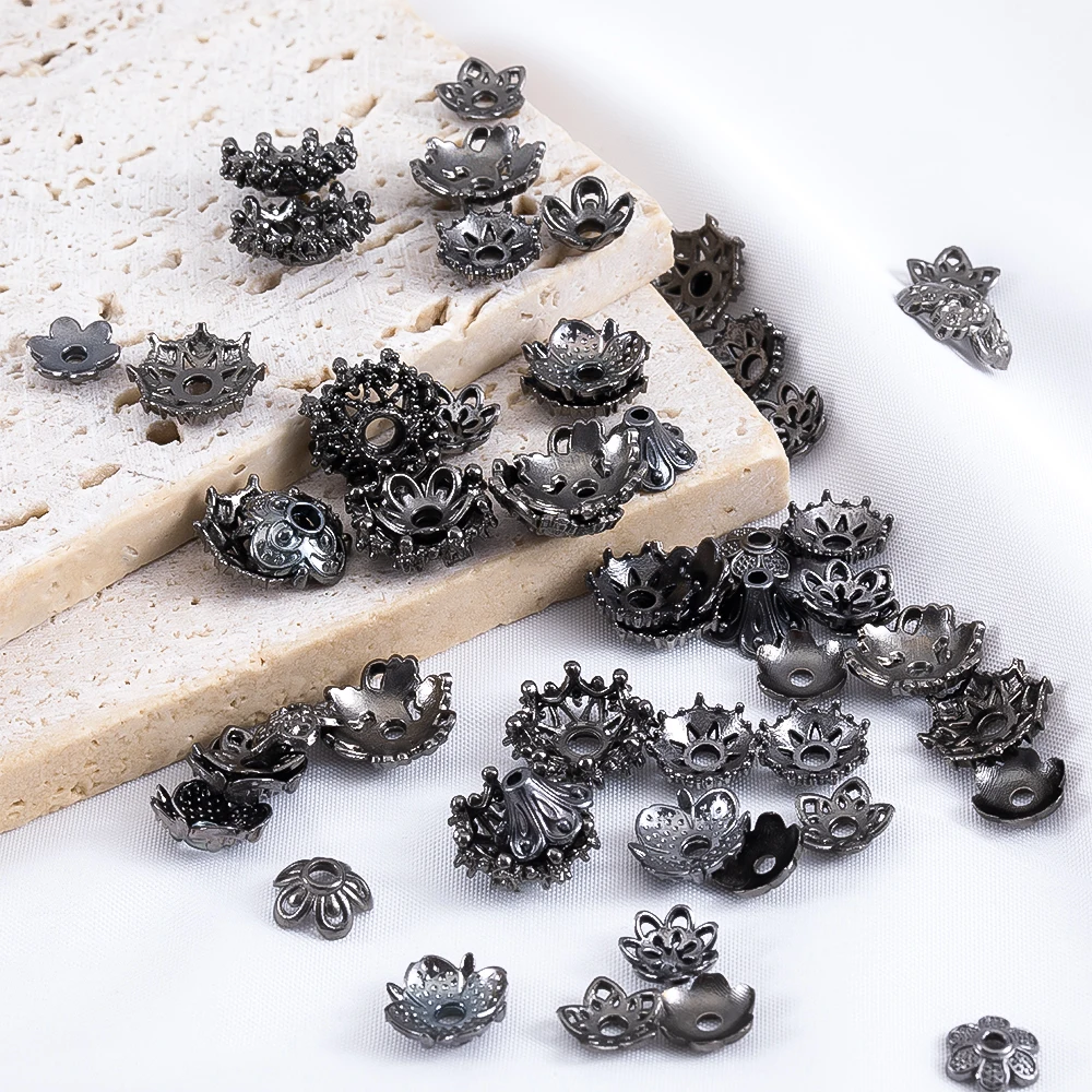 20pcs 10pcs Gun Black Flower Cap Bead Alloy Jewelry Accessories Flower Holder Spacer Bulk DIY Beaded Bracelet Necklace Supplies image 3