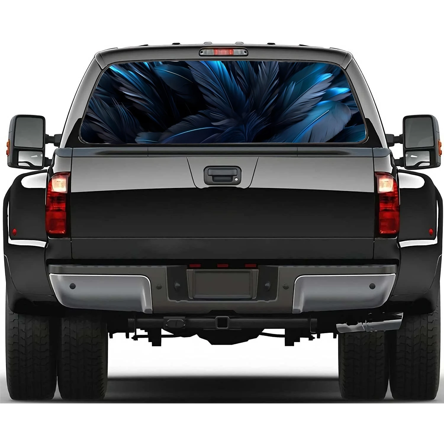 

Blue feather color Car rear window decal sticker decoration for trucks cars perforated vinyl universal wrap sticker
