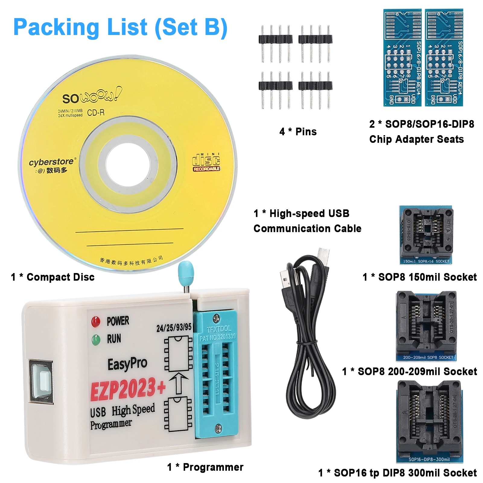 EZP2023+ High Speed Programmer Home Appliance Repairing Product R&D Burning Test Chip with USB2.0 Interface Support PC Software