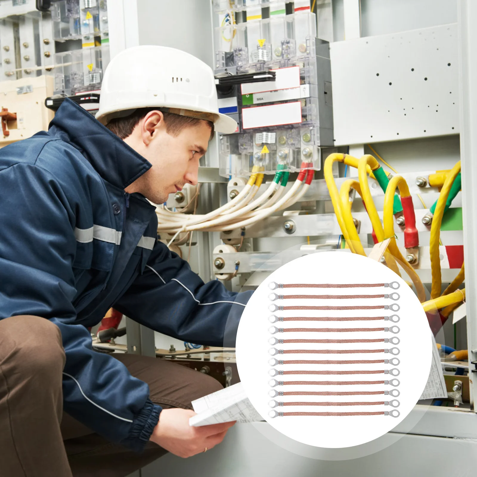 100개입 접지선 구리 꼬임 평선 고전압 장비용 접지 케이블 차폐선 스트랩