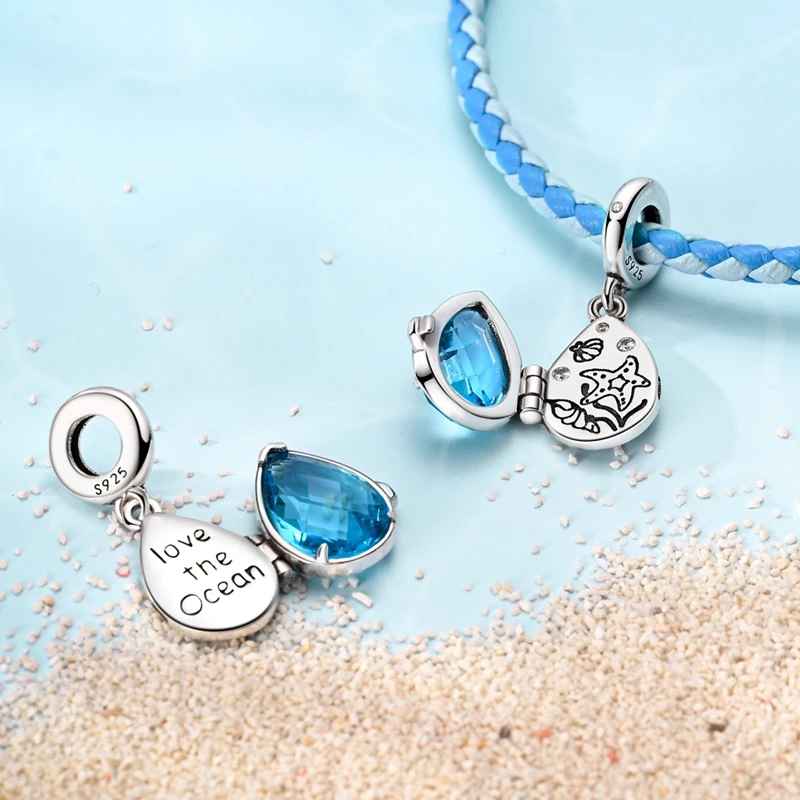 2026 Sommer Charms Perlenanhänger 925 Sterling Silber Ozeanperle Fisch Muschel Schildkröte Charm passend für Armband für Damen DIY Schmuck Geschenk – Detail 11