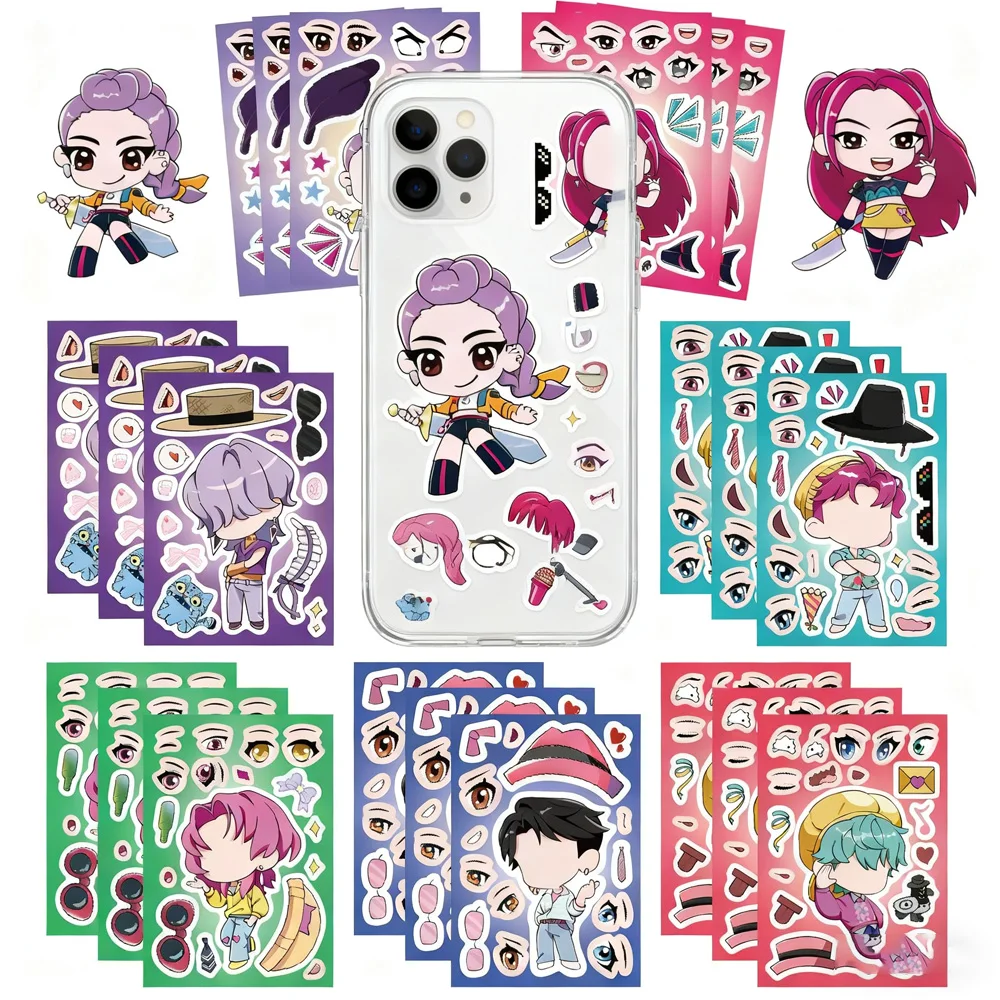 8/16 ورقة Kpop شيطان هنتر الكرتون الشارات مقاوم للماء DIY بها بنفسك سكرابوكينغ القرطاسية DIY بها بنفسك سجل القصاصات لطيف ملصق الهدايا