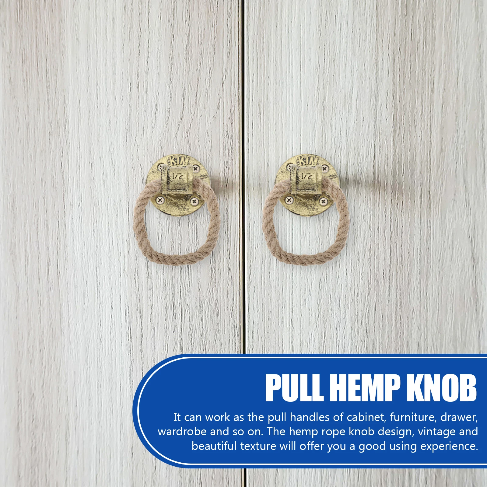 

Retro Hemp Rope Puller Drawer Pulls Knob for Cabinets Door Handles Wrought Iron Rustic Dresser Knobs