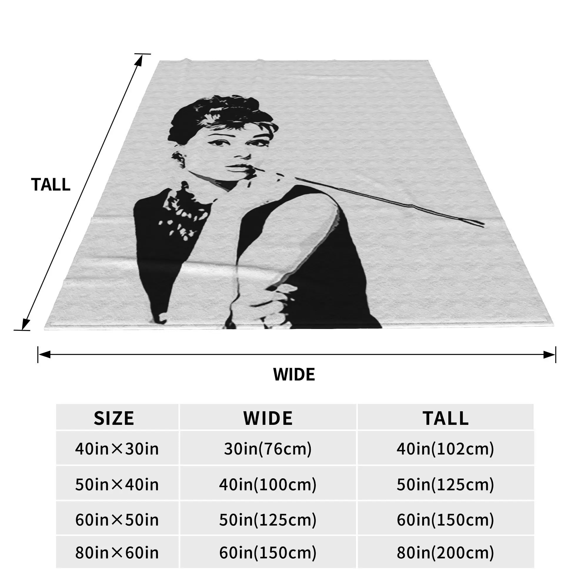 Audrey Hepburn Portrait A Blanket Soft Warm Flannel Throw Blanket Bedspread for Bed Living room Picnic Travel Home Couch