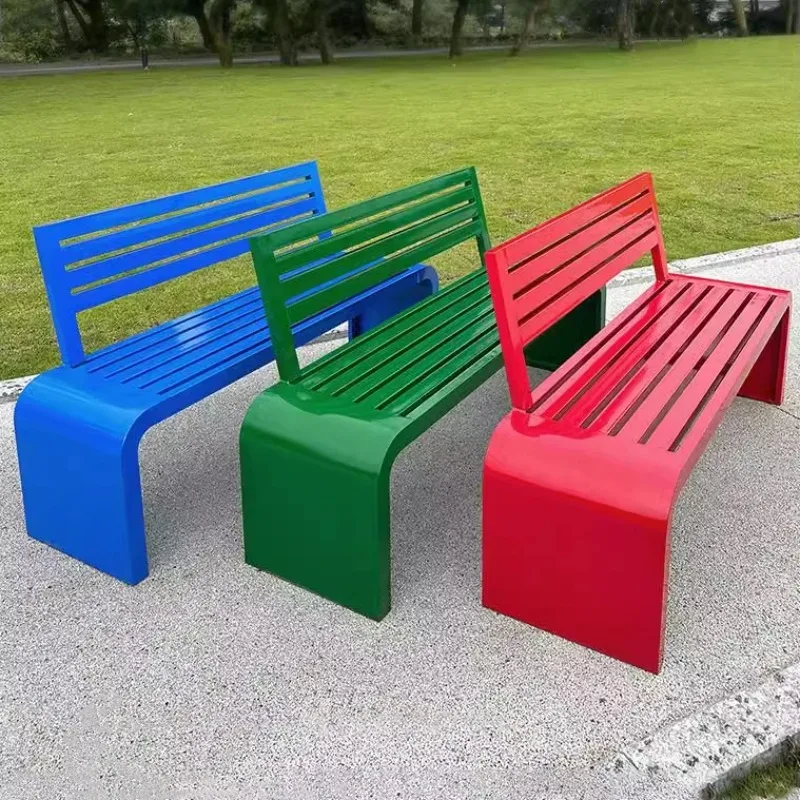 Colorful Modern Outdoor Metal Garden Bench Customized Patio Bench Courtyard Backrest Entry Resting Chair Indoor Скамейка Садовая