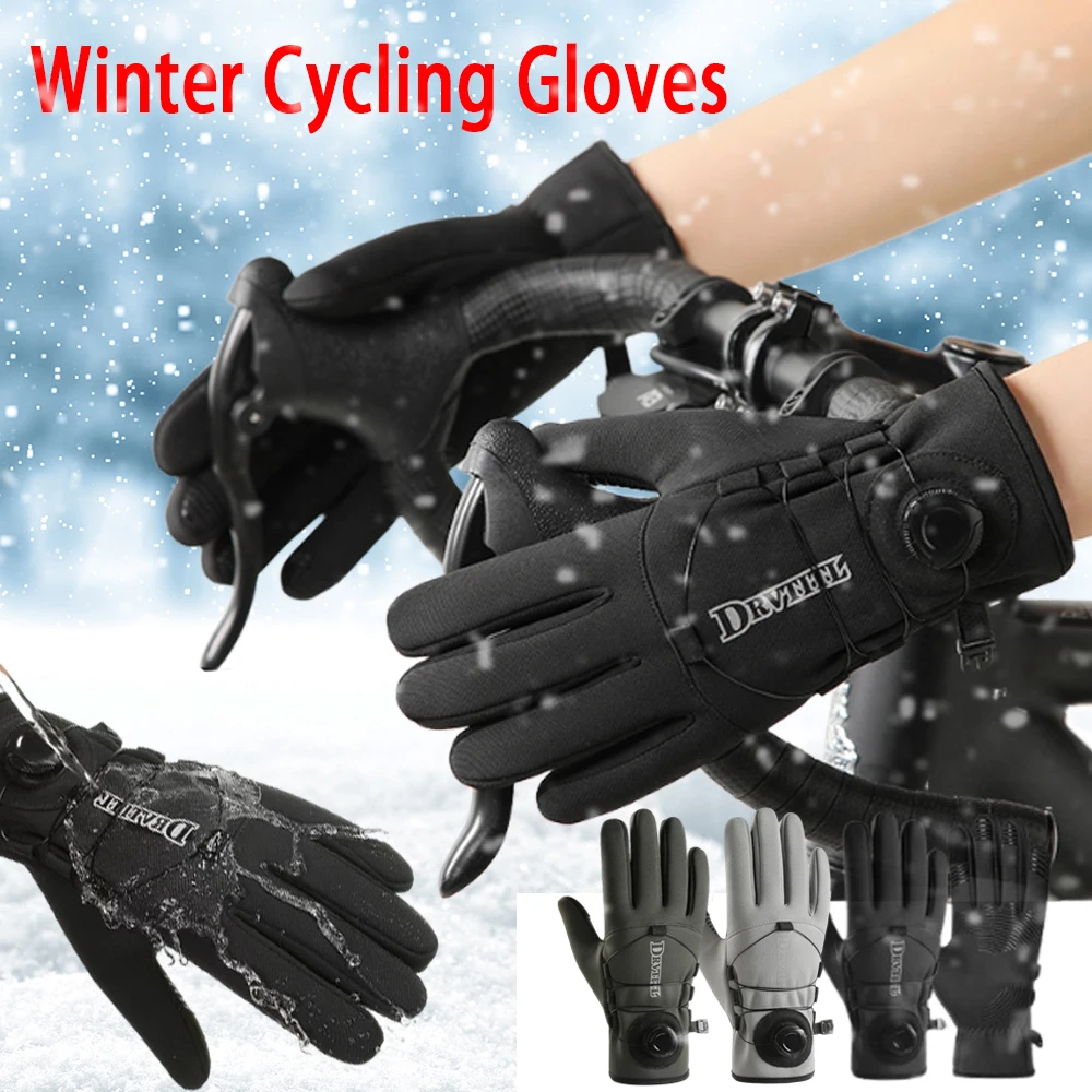 

Winter Cycling Gloves Warm Waterproof Windproof Unisex with Touchscreen Knob Outdoor Riding Skiing Running Bycicle Accessories