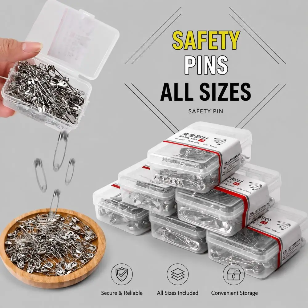 High Quality Multi-Size Safety Pins Rust Proof High Hardness Sewing Craft Safety Pin Thickened Clothing Tag Fasteners Crafts