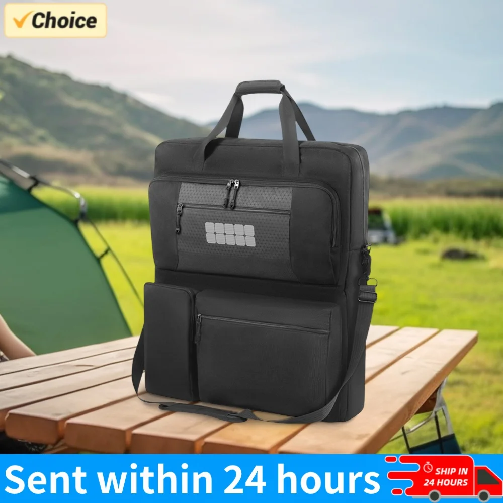 Padded Travel Solar Panel Organizer with Shoulder Straps Solar Board Protective Handbag for Portable Solar/BLUETTI 100W & 200W