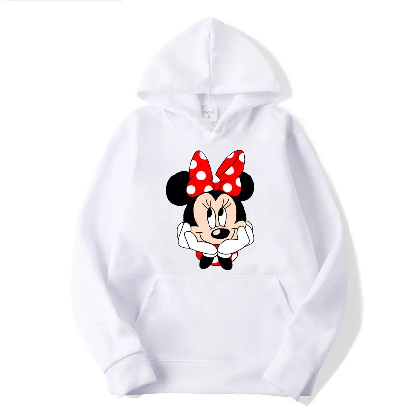 Minnie Mouse Red Women Hoodie Cartoon Anime Men Oversized Sweatshirt 2024 New Fashion Spring Autumn Couple Pullover Tops