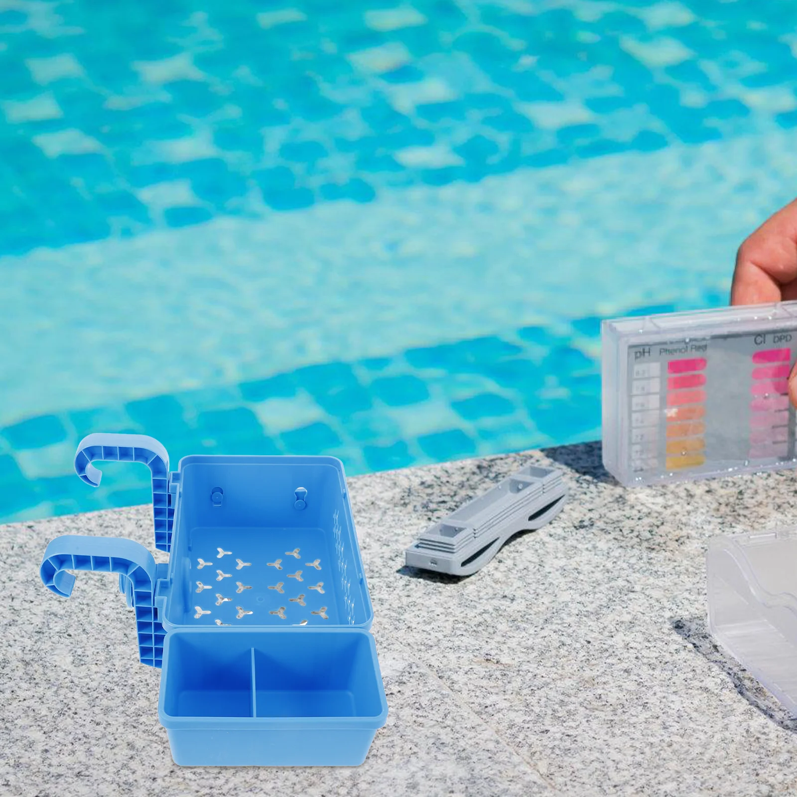 

Poolside Large Plastic Storage Basket Hanging Swimming Pool Organizer Durable Convenient Storage Holder Hanging Plastic Basket