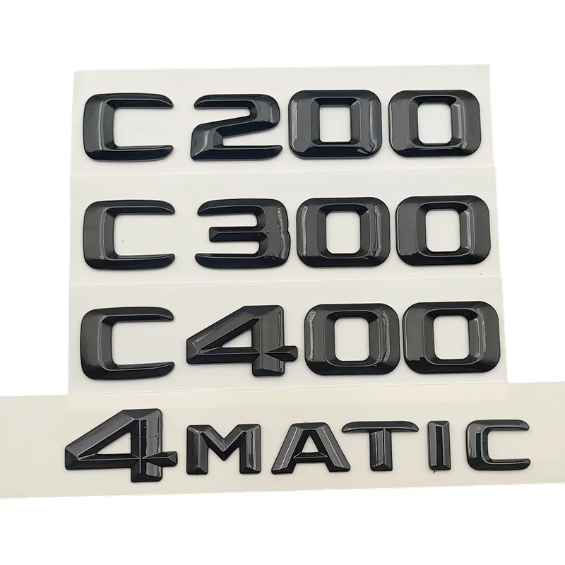 

3d ABS Black Car Letters Trunk Badge Logo Sticker For Mercedes Benz C200 C300 C400 W205 W204 4MATIC Emblem C CLASS Accessories