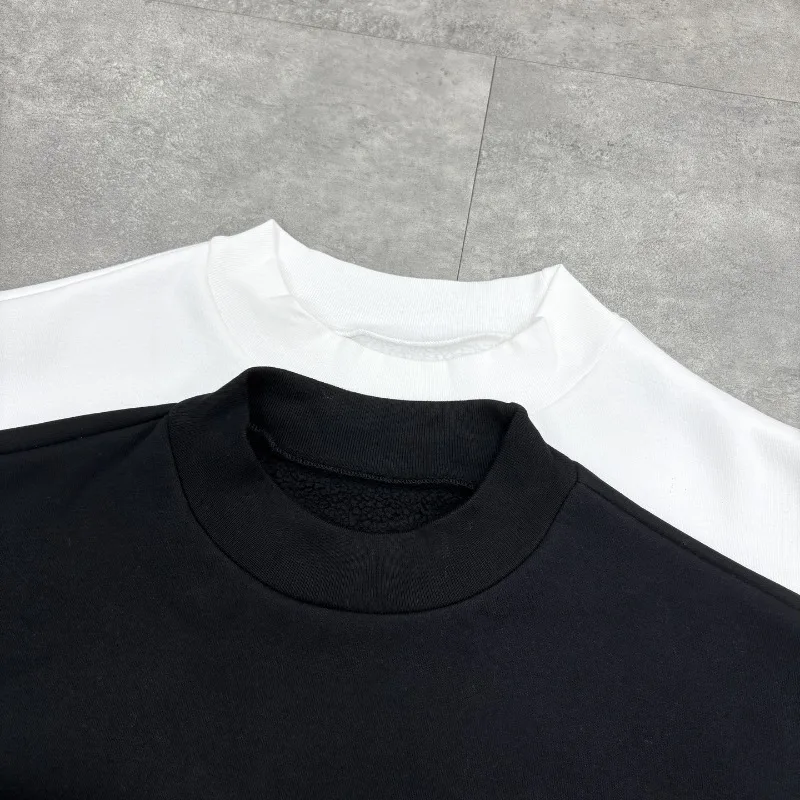 أسود أبيض Boxy Yzy Kanye West القطبية الصوف بلوزات الرجال النساء الشتاء فضفاضة الجولة الرقبة بلوزات المتضخم البلوفرات