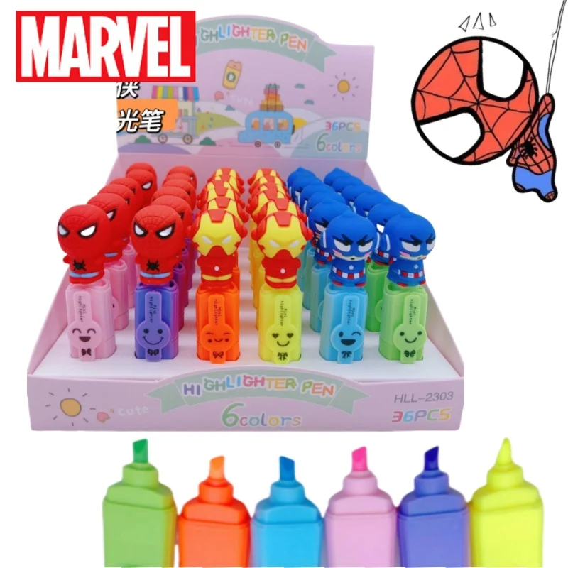 

Disney Superhero Highlighter Pen Anime Spiderman Toys Children Multifunctional Marker Pen Stationery Gift for Students