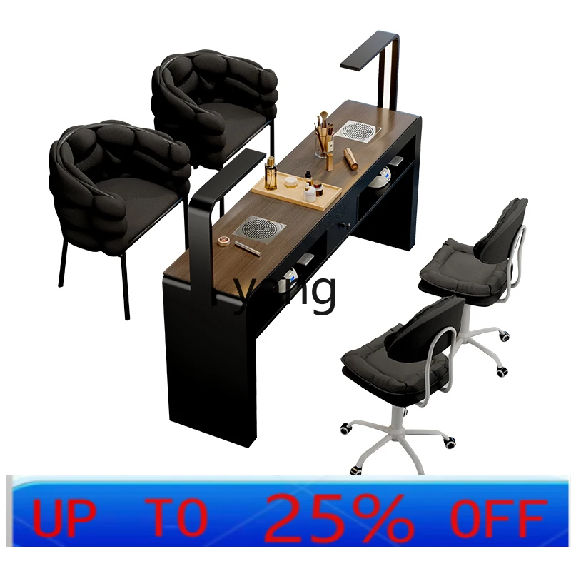 

LMMretro nail art table and chair set log cream wind multi-function