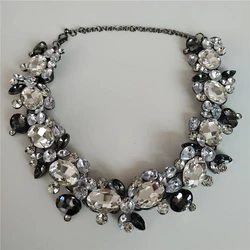 2026 New Clear Grey Crystal Rhinestone Choker Necklace Earring Women Jewelry Sets Indian Statement Large Collar Big Bib Necklace
