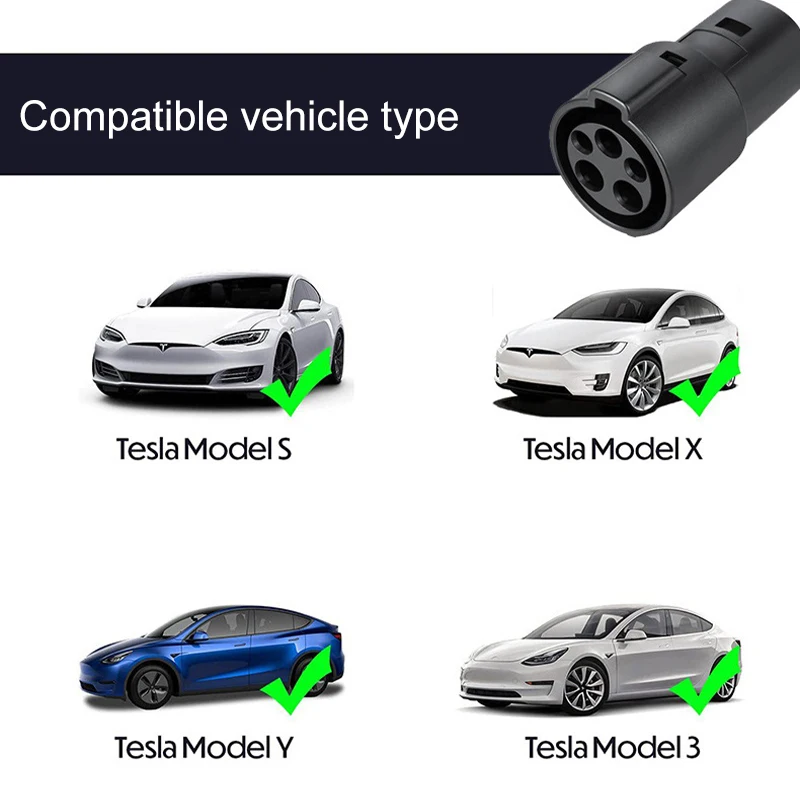 SAE J1772 adattatore di ricarica per Tesla Model 3 Y S X only J1772 a Tesla Max 80 Amh 240V AC caricabatterie rapido compatibile nero