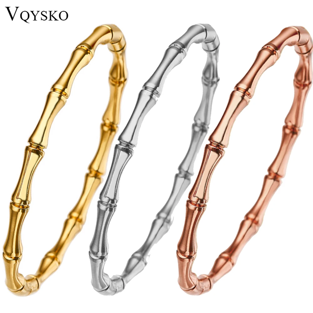 VQYSKO Bamboo Cuff Bracelet Vine Stacking Bangle Thin Simple Plain Hippie Rock Chic For Her Christmas Gift