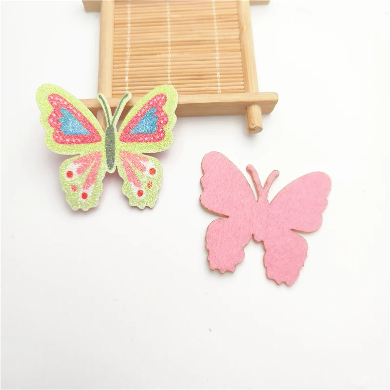 Apliques de mariposa con purpurina para el pelo, accesorios de adorno de decoración hechos a mano, pinzas para el pelo, sombreros y manualidades, 20 unidades