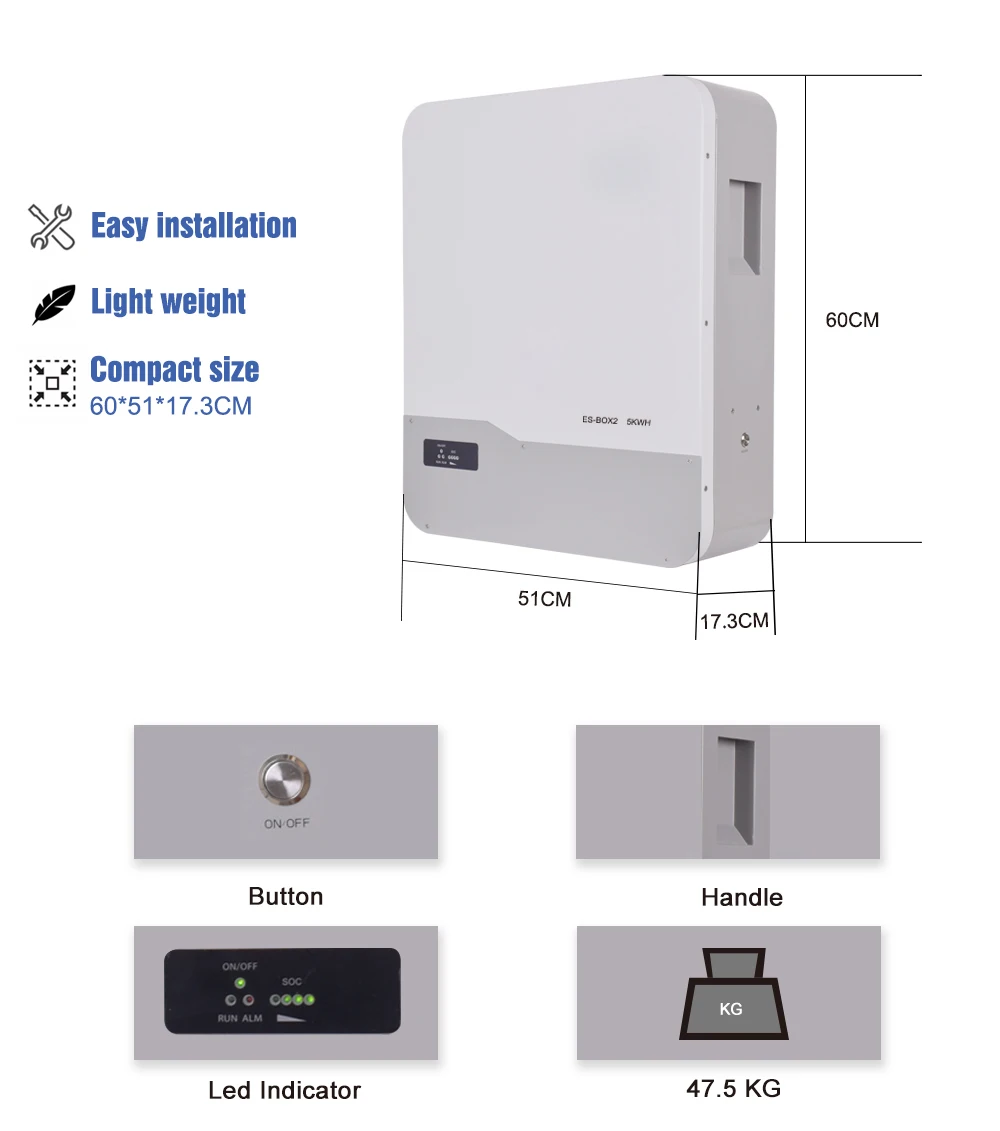 Off Grid 5kwh Solar System Kit 100ah Lifipo4 Wall Mount Lithium Ion Battery 48v