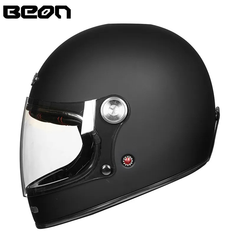 BEON Volledige Gezicht Motorhelm Mannen Vrouwen Biker Helm Lichtgewicht Glasvezel Karting Auto Helm Retro Motorfiets Benodigdheden B510