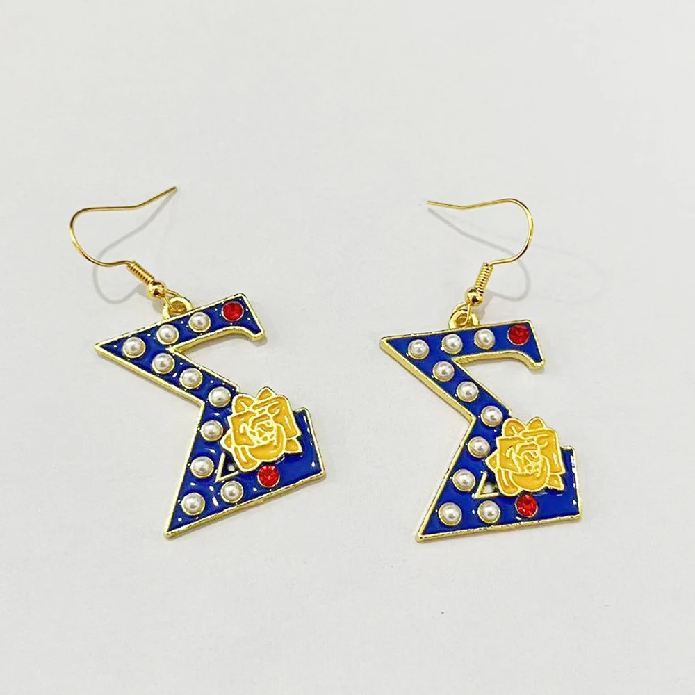 Sigma Gamma Rho Greek letter flower shaped pendant gift earrings