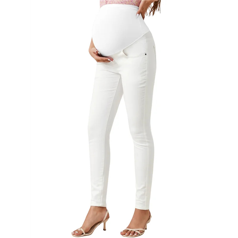 

FFYY-женские джинсы для беременных, узкие эластичные джинсовые брюки, удобные узкие брюки для беременных