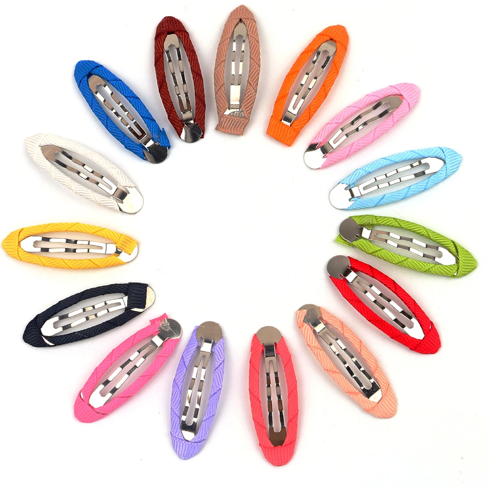 20p/lot 50mm Girls Colorful Grosgrain Ribbon Covered Oval Hair Clips For Bows flower craft DIY Hairpins Girl Hair Accessories