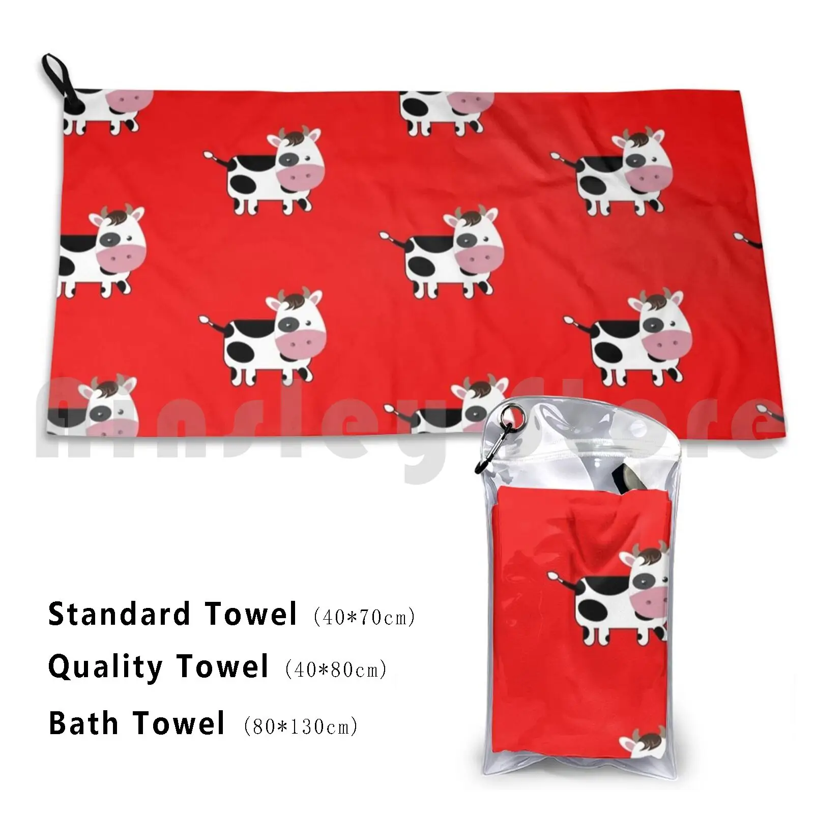 Strawberry Milk Cow Bath Towel Beach Cushion Strawberry Milk Cow Farm Life Farm Farming Farm Animal Strawberries