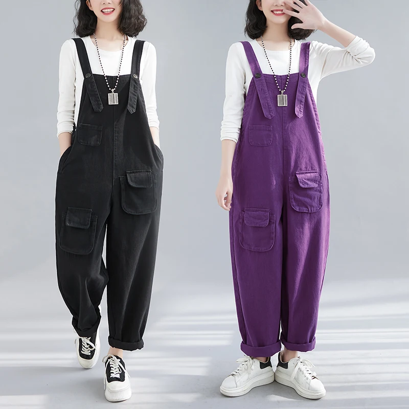 

plus Size Denim Overalls Spring New Sle Front And Ba Wear Waed Plaid Harlan Pants Slimming Effect High Waist Long Pants