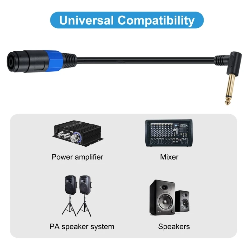 1/4 TS Male to Speakon Female Speaker Cable Speakon to 6.35mm Mono Adapter 6.5mm Male 1/4