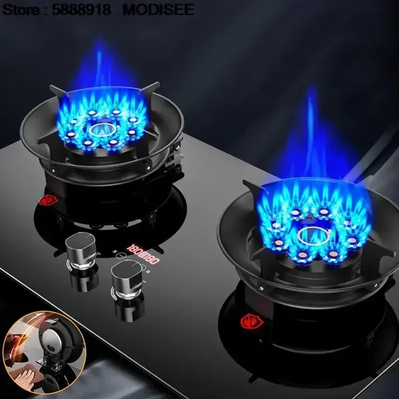 Gas Cooktop Stove Dual Stove 8.5KW Household Embedded Natural Gas Liquefied Gas Timing Stove Desktop Dual-Use Hob Panels