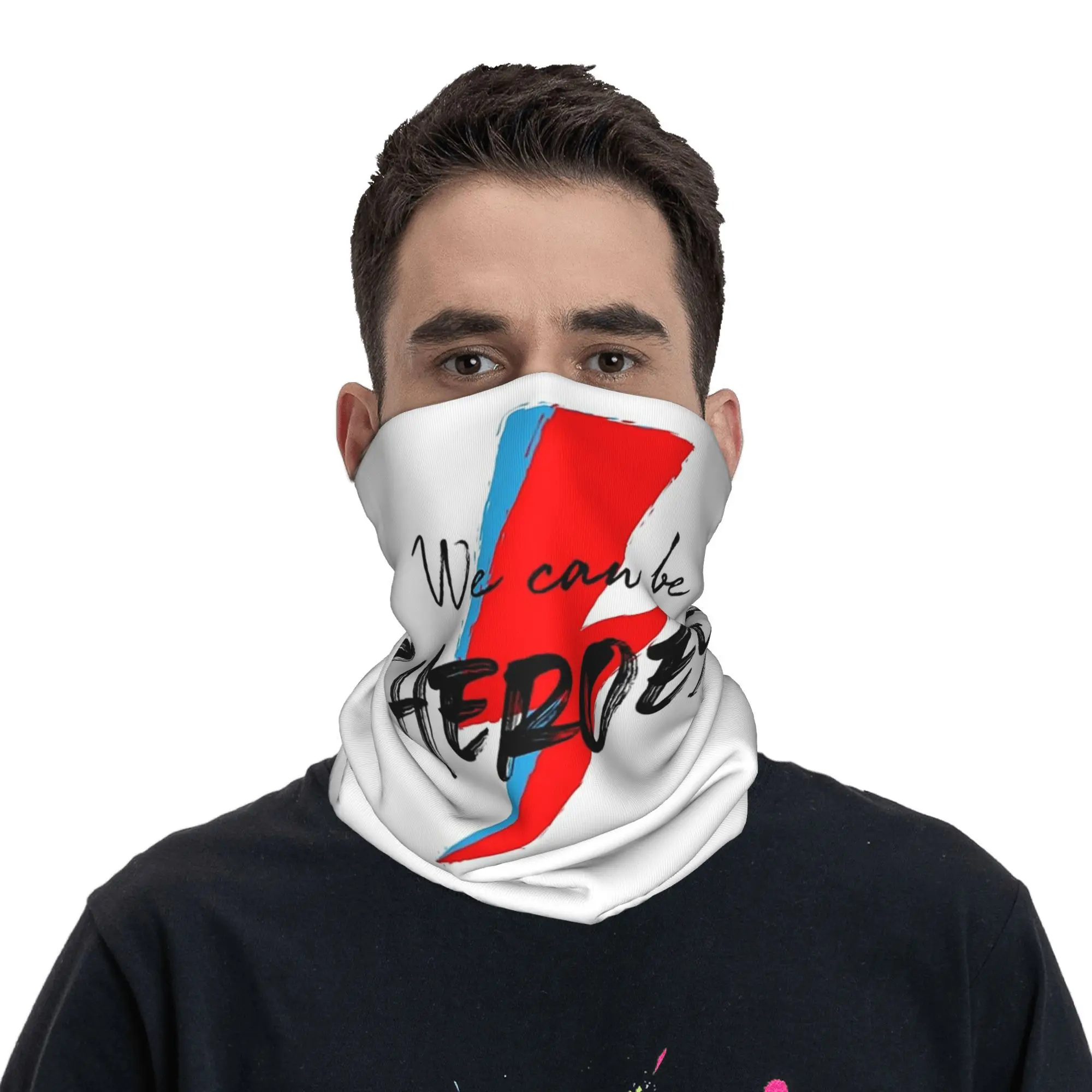 We can be heroes Bowie Bandana Neck Gaiter Printed Face Scarf Multi-use Balaclava Cycling For Men Women Adult Breathable