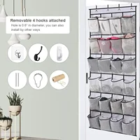 12/14/24 Pockets Over the Door Shoe Organizer Large Mesh Pockets With 4 Hooks Mesh Fabric Shoe Rack Storage Bag For Bedroom - Image 5
