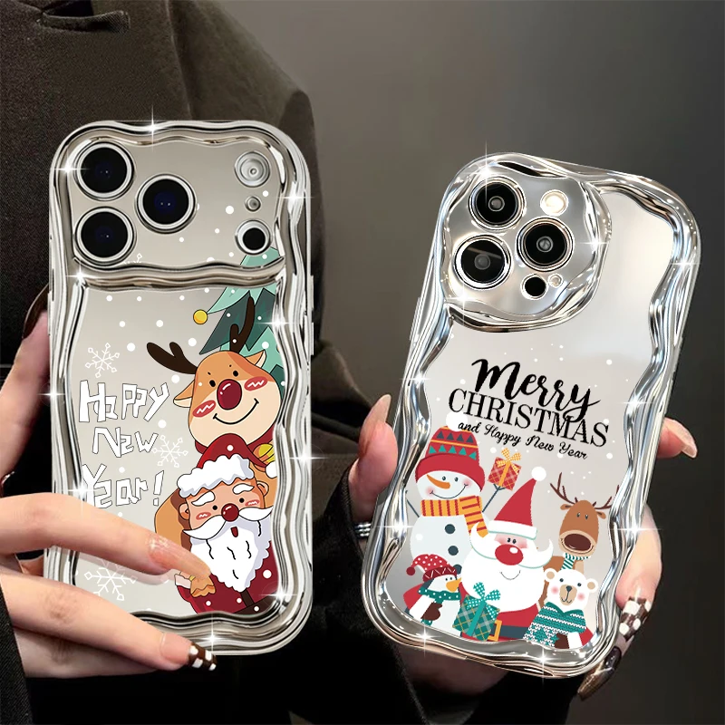 إِلْكَة عيد الميلاد نمط الكهربائي الفضة الحال بالنسبة آيفون 17 16 15 14 13 برو ماكس 16e الهواء 12 11 تصفيح مرآة لينة غطاء الهاتف