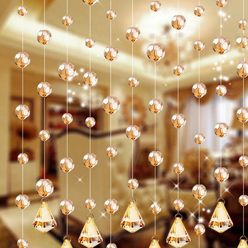 1 متر طويل كريستال حبة الستار دون قلادة التقسيم ستائر الباب الخرز المألوف العصرية الزفاف ديكور 32 قطع الجانب