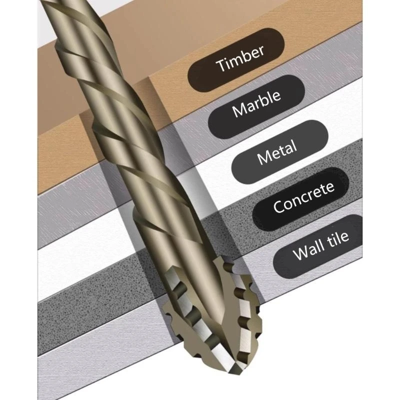 

652F 4/5Pcs Eccentric Drill Bit Set Four Serrated Drill Bits High Hardness Bevel Tip Serrated Drill Bits for Brick